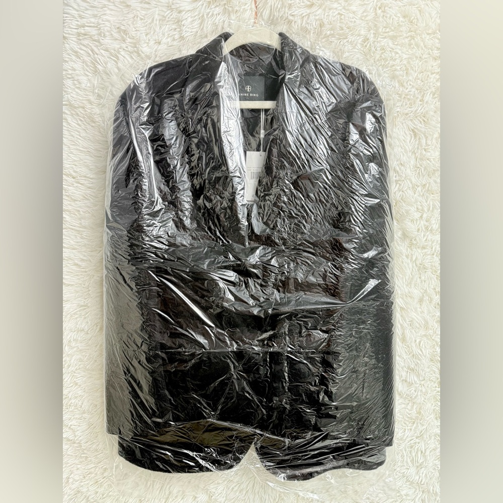 Anine Bing Quinn Blazer | Black Cashmere Blend | Heavyweight (XL) - Picture 11 of 14